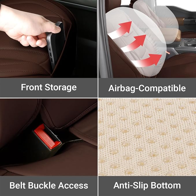 Coverland Custom SUV Car Seat Covers Full Set for [2020-2026 Genesis GV80] - Protector Car Seat Cover Water Resistant Leather Memory Form Back Support Seat Cushion [Full Set-Dark Brown]