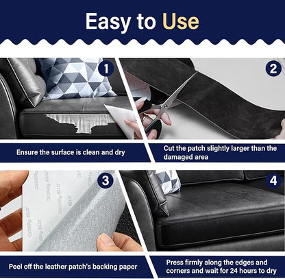 Zenyao Leather Repair Patch Tape - Self Adhesive Leather Repair Kit for Car Seat Furniture, Heavy Duty Vinyl Repair Patch for Couch Sofa, Waterproof Fix for Tears, 16x60 Inch Roll, Dark Green