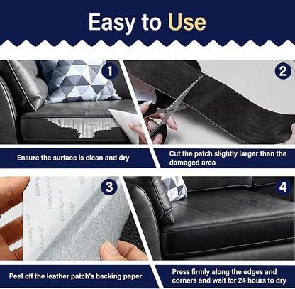 Zenyao Leather Repair Patch Tape - Self Adhesive Leather Repair Kit for Car Seat Furniture, Heavy Duty Vinyl Repair Patch for Couch Sofa, Waterproof Fix for Tears, 12x30 Inch Roll, Orange