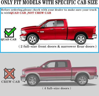 COMNOVA Running Boards Compatible with 2002-2008 Dodge Ram 1500 Quad Cab,2003-2009 Ram 2500 3500 Quad Cab, 6 Inch Black Side Step, Heavy Duty Carbon Steel Step Bars.