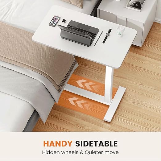 Mobile Bed Laptop Desk with Lockable Wheels and Height Adjustment Function