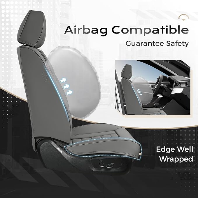 Coverado Car Seat Covers Full Set, Seat Covers for Cars, Front Seat Covers and Back Seat Cover Waterproof Leather Automotive Seat Cover, Universal Car Interior Protectors Cushion for Most Cars