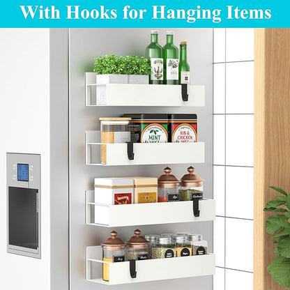 HuggieGems 4 Pack Magnetic Spice Storage Rack Organizer