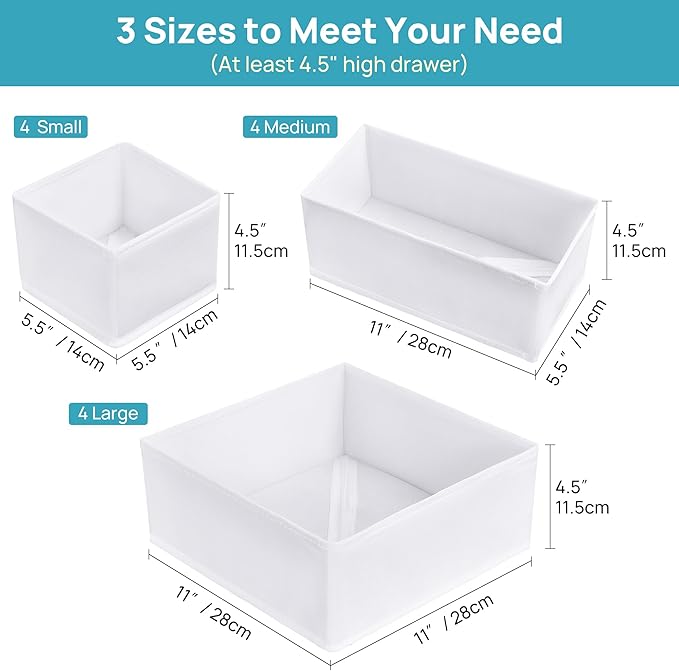 Vtopmart 12 Pack Baby Clothes Organizer, Dresser Drawer Organizer