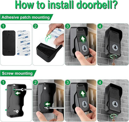 Wireless Door Bell, Full Duplex Long Range Wireless Doorbell, Waterproof 2 Way