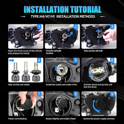 for GMC Canyon 2015 2016 2017 2018 2019 2020 2021 2022 High Low Beam Lights Combo, 6000K White Plug and Play, 25000LM 800% Brightness, 4pcs