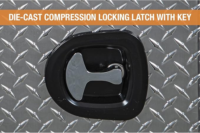 Buyers Products 1702225 Underbody Truck Tool Box with Barn Doors, 24x24x24 Inch, Diamond Tread Aluminum, Made in USA, Compression Latch, Weather Resistant, Toolbox for Flatbeds, Trailers & Work Trucks