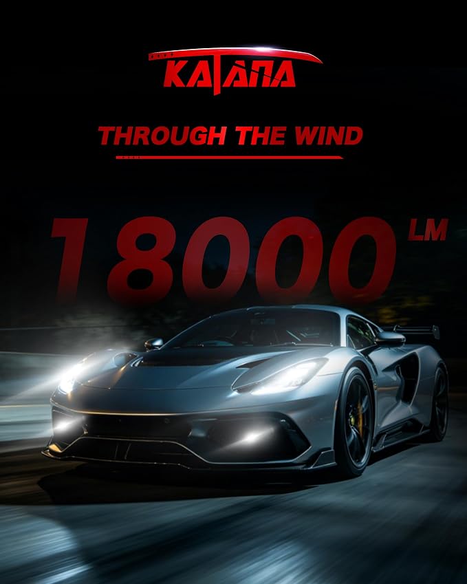 KATANA Upgraded 9012 Light Bulbs, 18000LM 6500K Xenon White Super Bright Mini Size with Cooling Fan, HIR2 Canbus Ready Fog Light , Pack of 2