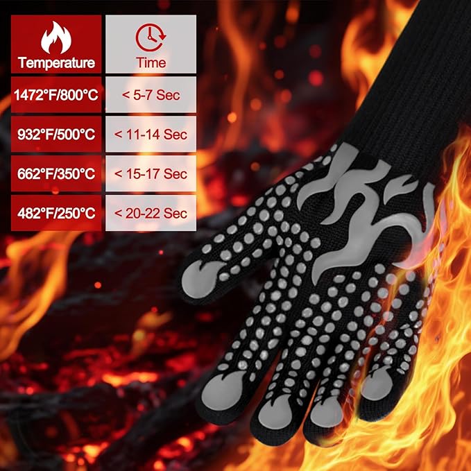 Comsmart BBQ Gloves, 1472F Heat Resistant Silicone Non-Slip Oven Mitts