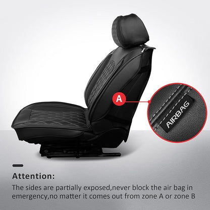 MIROZO Front Tacoma Seat Covers, 2PCS Leather Truck Seat Cover Fits for 2005-2015 Toyota Tacoma Crew Cab,Waterproof Car Seat Protector Toyota Tacoma Seat Covers Truck Accessories (Black,2PCS Front)