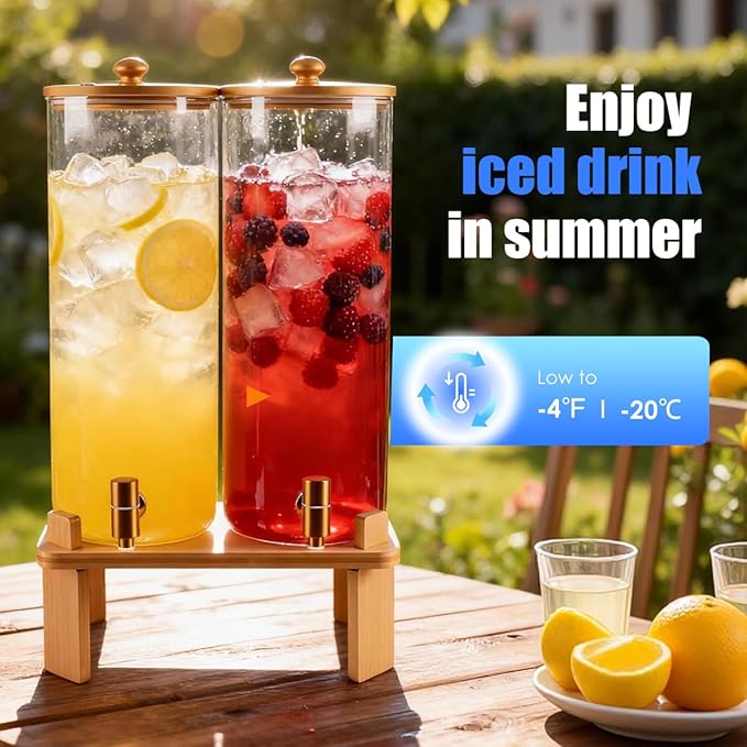 2 Gallon 2 Pack large Glass Drink dispenser