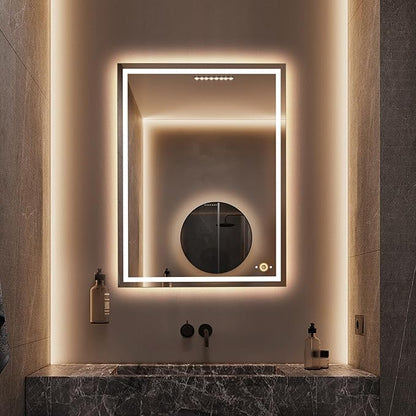 LED Bathroom Mirror with Lights, Hand Wave, Tempered Glass, Shatter-Proof