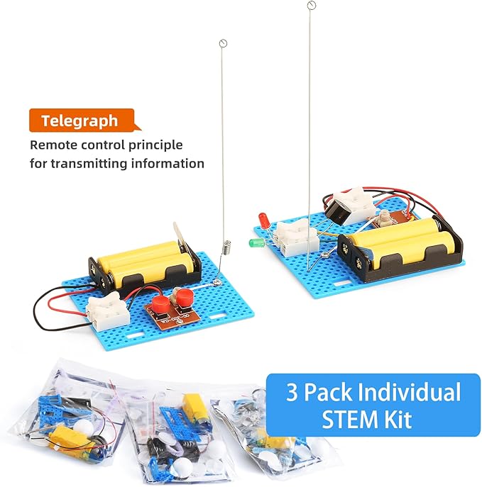 3 Set Telegraph STEM Kits Bulk, Science Kits for Kids Age 8-12, Engineering STEM Building Toys for Boys Ages 8-13, Crafts for Boys Girls 6-8 8-10, Build A Coding Robot 10-12