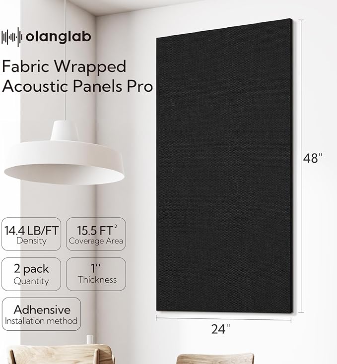 Olanglab Acoustic Panels 2 Pack, Fabric Wrapped Sound Proof Foam Panels