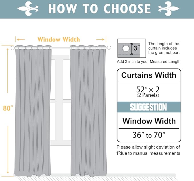 ChrisDowa Blackout Curtains 80 inches Long