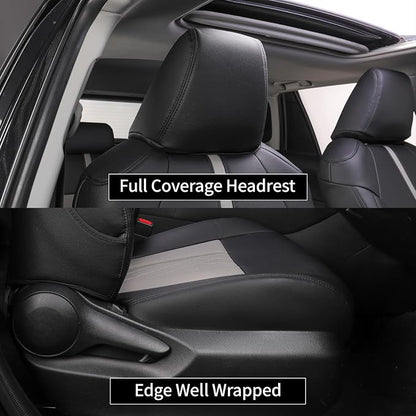 EKR Rav4 Seat Covers Custom Fit for Toyota Rav4 (Hybrid) SE/XSE & (PHEV) GR Sport 2026, Car Seat Cover Full Set for SUV,Factory-Style Upgrade, Easy-Wipe Protection,Faux Leather(Black+Light Gray)