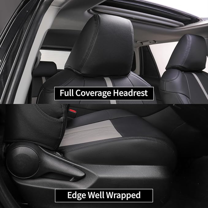 EKR Corolla Seat Covers Custom Fit for Toyota Corolla 2019 2020 2021 2022 2023 2024 2025 2026 Hatchback SE/XSE/Nightshade,Full Set Leather Car Seat Cover for SUV-Faux Leather(Black+Light Gray)