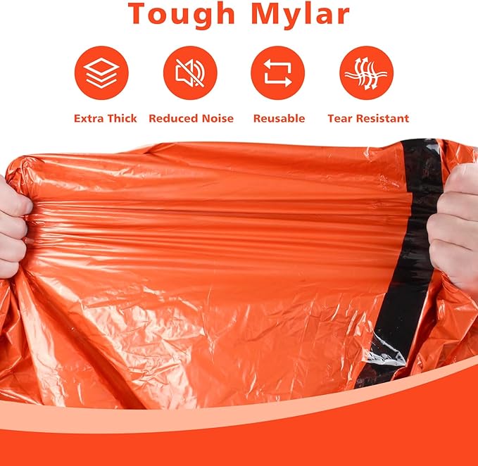 Zmoon Emergency Sleeping Bag Survival Bag, Portable Waterproof Thermal Bivy Sacks,Bivvy Bags,Camping Mylar Sleeping Bag Survival Gear Emergency Blankets Survival Shelter