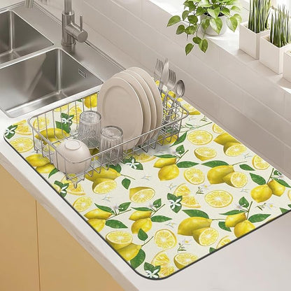 Kitchen Countertop Dish Drying Mat, Super Absorbent Coffee Bar Mat
