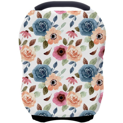 Car Seat Covers for Babies - Multi- use Nursing Carseat Canopy, Breastfeeding Covers, Baby Shower Gifts for Boys and Girls (Colourful Rose)