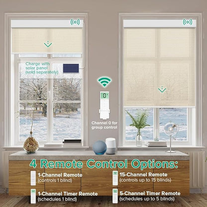 Kilonity Motorized Roller Shades, Light Filtering Remote Control Custom Window