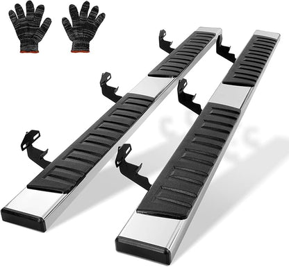 VEVOR Running Boards, 6" Step Bars Compatible with 2015-2023 Ford F150-Crew Cab/2017-2023 Ford F-250 F-350 Super Duty Crew Cab, 201 Stainless Steel Side Steps Nerf Bars, 500LBS Capacity, 2 Piece