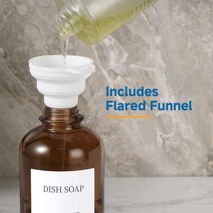 Glass Soap Dispenser with Pump, Dish and Hand Soap Dispenser