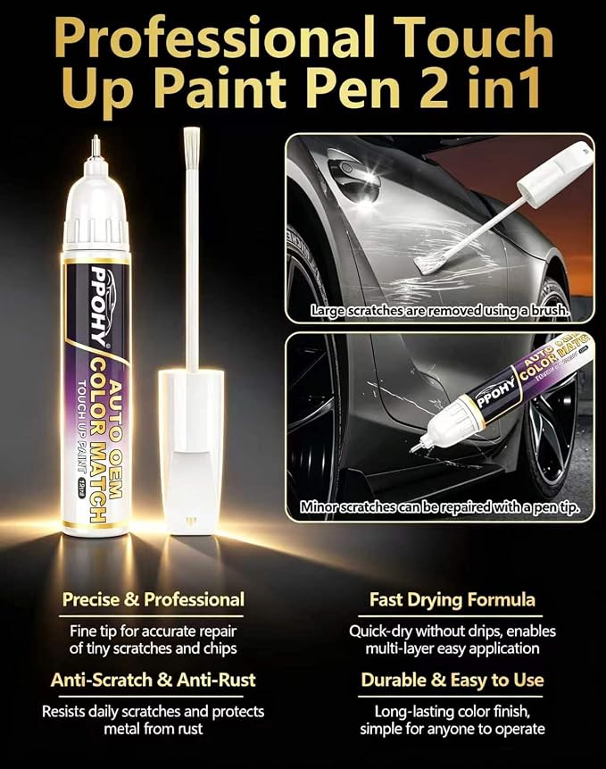 Magnetic Metallic(J7) Touch Up Paint for Ford with A/B Wax OEM Exact Match,Scratch Repair Kit,2-In-1 Tip/Brush,Quick Dry Anti-Rust Waterproof Paint F-150,Mustang,Explorer,Bronco