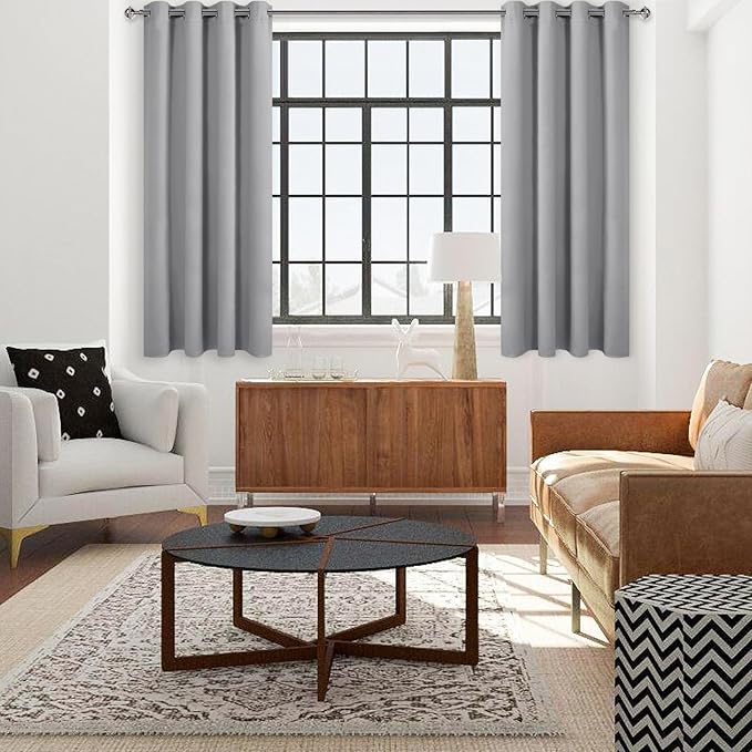 DWCN Silver Grey Blackout Curtains 63 Inch Length, 70 Wide Drapes