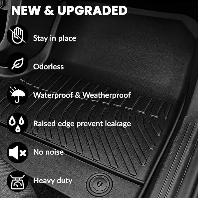 Auxko All Weather Floor Mats for Ford F150 2026-2015|F-150 Lightning 2026-2022 Supercrew(Only Rear w/Fold Flat Storage) TPE Rubber Liners Odorless Mats