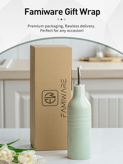 famiware Jupiter 16oz Ceramic Olive Oil Dispenser Bottle, 1 Piece Oil Dispenser
