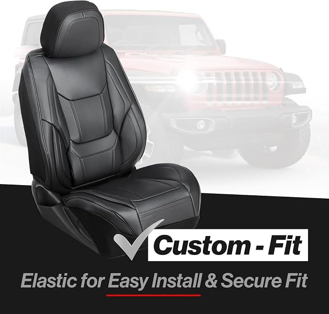 Coverland Custom SUV Car Seat Covers Full Set for [2005-2012 Ford Escape] - Protector Car Seat Cover Water Resistant Leather Memory Form Back Support Seat Cushion [Full Set-Black]