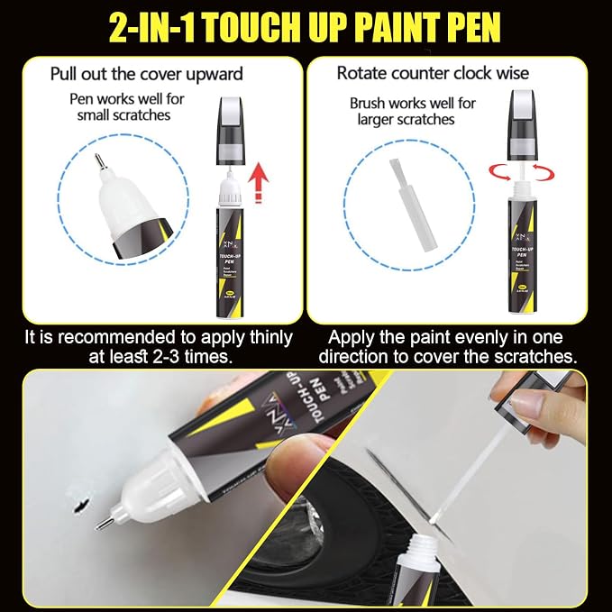 XNA Carrara White Metallic(S9R/2Y) for Porsche Touch Up Paint, Car Scratch Remover for Nicks and Chips Repair, 2-In-1 Quick & Easy Fix Car Scratch Repair Kit with Exact Color-Matched