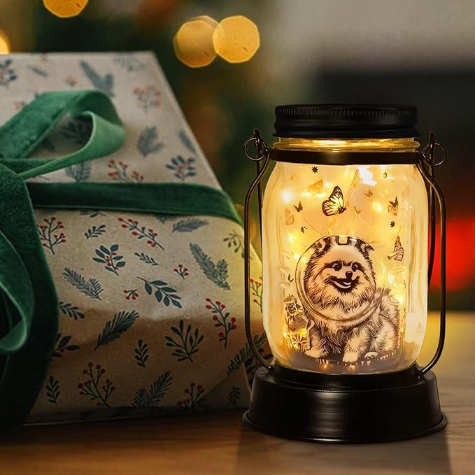 kyoryuger Pomeranian Gifts for Women/Men Pomeranian Solar Lanterns Dog Mom Birthday Dog Lovers Lantern Pet Loss Pet Memorial Lights Solar Garden Decoration for Yard, Patio,Backyard,Porch Torches