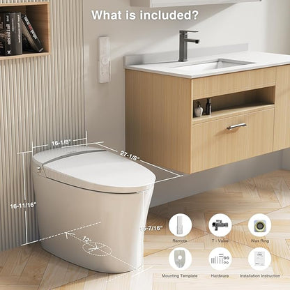 Smart Toilet with Heated Seat & Auto Flush, 1.1/1.6 GPF One Piece Tankless