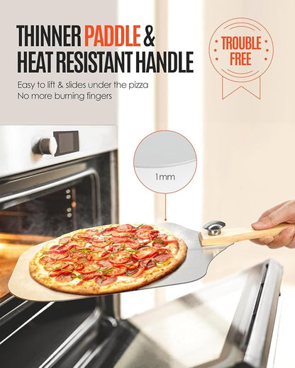 Mooues Pizza Peel Aluminum Pizza Spatula, Metal Pizza Paddle