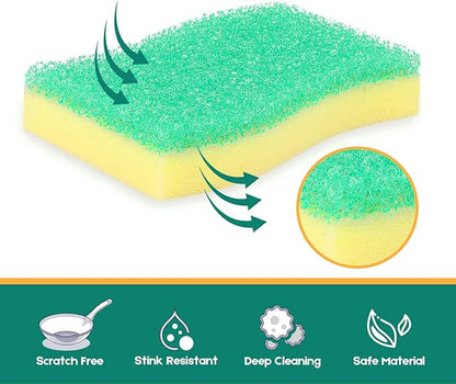 LAUNDRYLUX Scrub Sponge, 4 Pack Dual-Sided Temperature-Responsive Scrubber