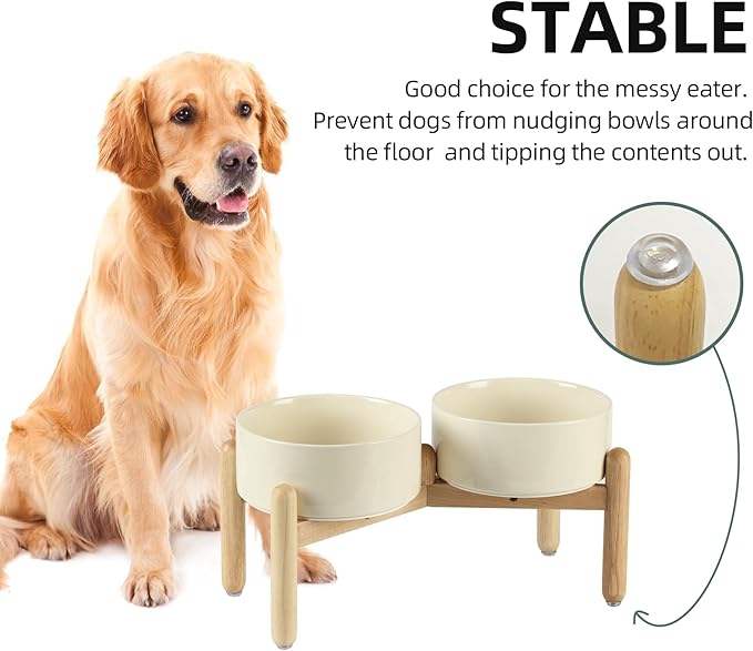 Ceramic 7.3inch Raised Double Bowls Set