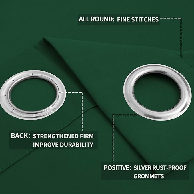 Easy-Going Blackout Curtains for Bedroom, Solid Thermal Insulated Grommet and