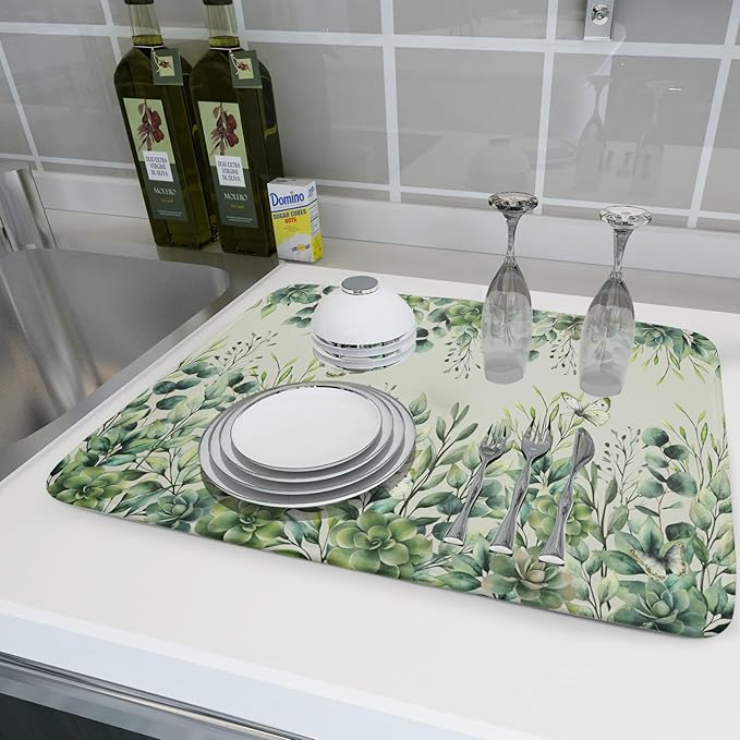 Giwawa Spring Summer Leaf Dish Drying Mat