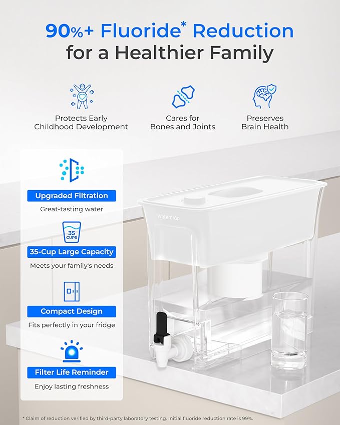 Waterdrop Fluoride-Reducing Water Filter Dispenser, 150-Gallon Long-Life