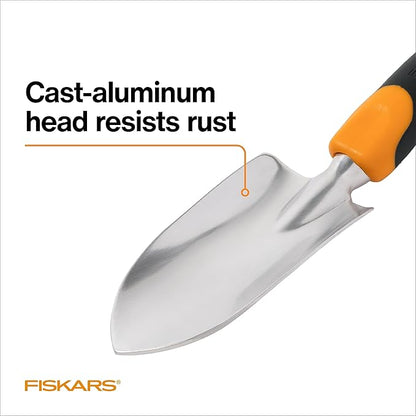 Fiskars Ergo Garden Trowel for Digging and Planting, Heavy Duty Gardening Hand Tool with Hanging Hole