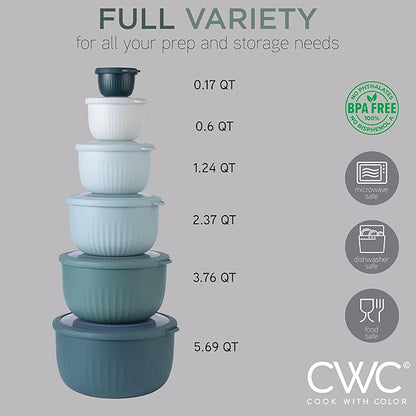 COOK WITH COLOR Prep Bowls with Lids- Wide and Deep Nesting Plastic Small