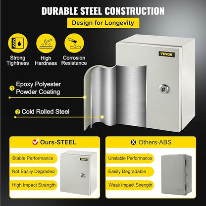 VEVOR NEMA Steel Enclosure, IP66 Waterproof & Dustproof, Outdoor/Indoor