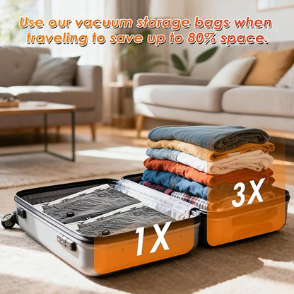 Fohil 9 Pack Vacuum Seal Bags with Electric Pump, Compression Packing Bag for Suitcase Luggage, Vacuum Seal Bag for Clothing Space Saver Bags for Clothes, Blanket, Duvets, Pillows