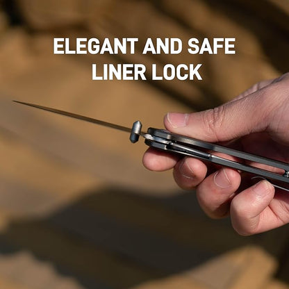 CJRB Kain Pocket Knife, 2.95'' AR-RPM9 Steel Blade Aluminum Handle Small EDC Knife with Pocket Clip for Camping Hiking Survival, Designed by Sanford Owen(J1956)
