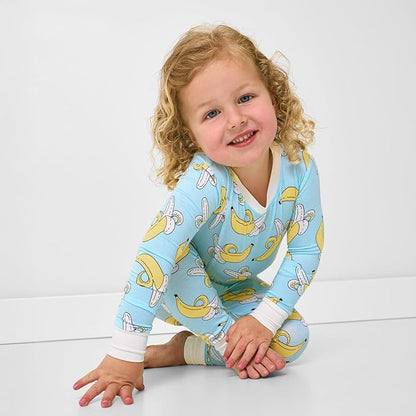 Little Sleepies Two-Piece Pajama Set for Boys & Girls, Soft Viscose from Bamboo Toddler Pajamas for Kids, Family Matching PJs