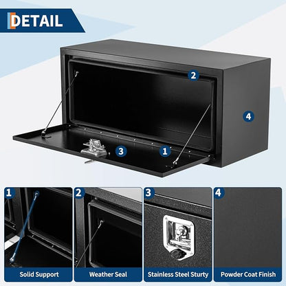 Garvee Black Steel Truck Bed Tool Box, Trailer Tongue Box, Truck Storage Organizer Tool Chest For Truck Bed, RV, Trailer (14 * 16 * 36-Black)