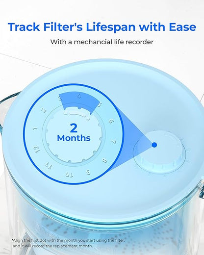Waterdrop PT-72B-A Glass Alkaline Water Filter Pitcher, Eco-Friendly, Enhances