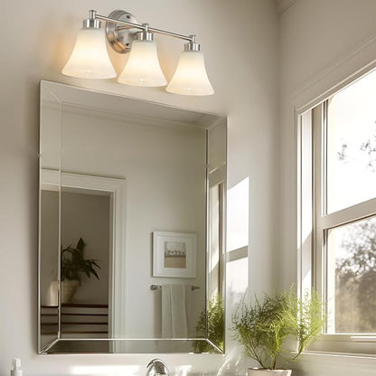 LOUSACE 3 Light Bathroom Vanity Light Vintage Brushed Nickel Bathroom Lighting